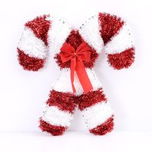 Outdoor	Personalized	Decorations Wire	Tinsel Candy Cane Christmas ornaments with bow